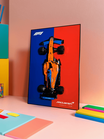 Acrylic Top-Speed Wall Mount Display for LEGO® Technic™ McLaren Orange V2